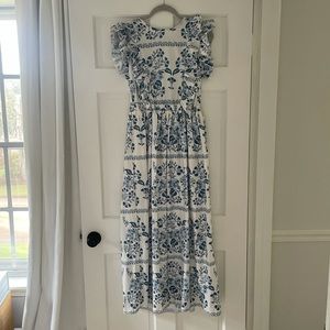 Ruffle sleeve floral print maxi dress